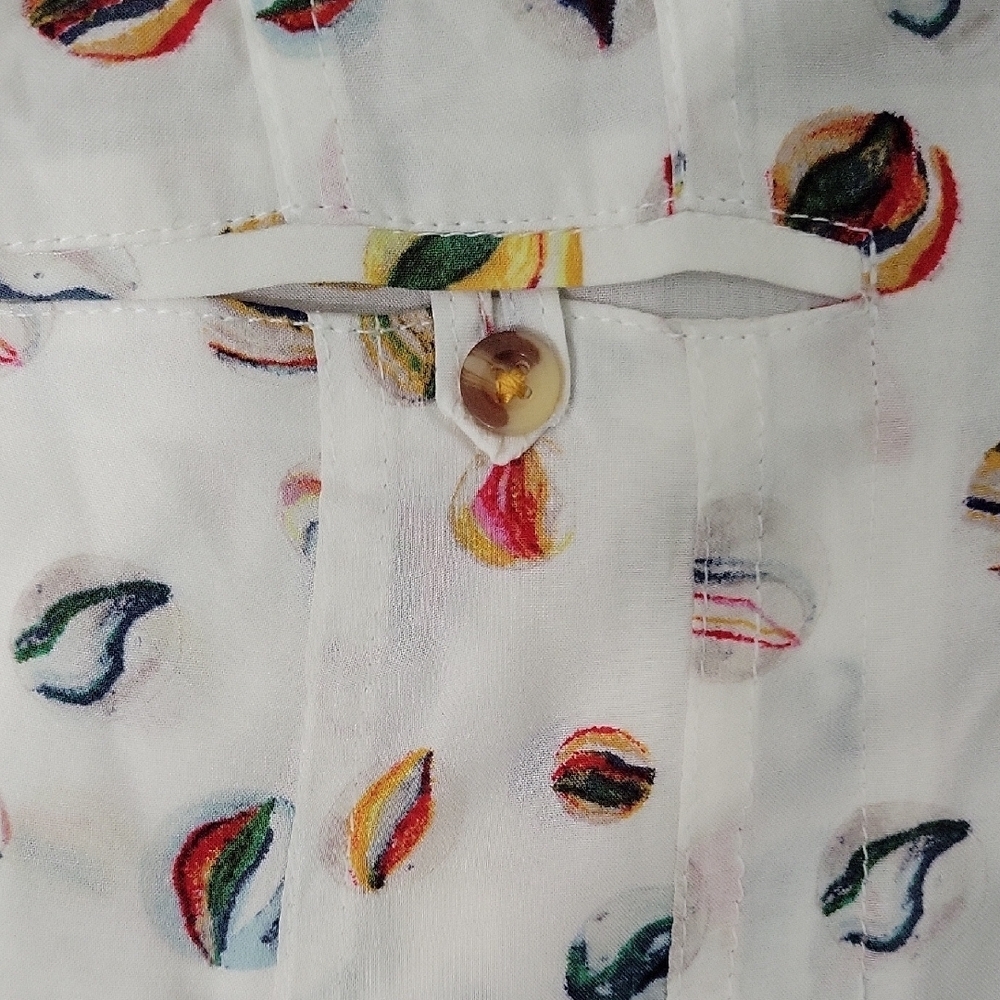 Anthropologie Conversation Women's Button Down Shirt with Marble Print Size 4 - Picture 7 of 9